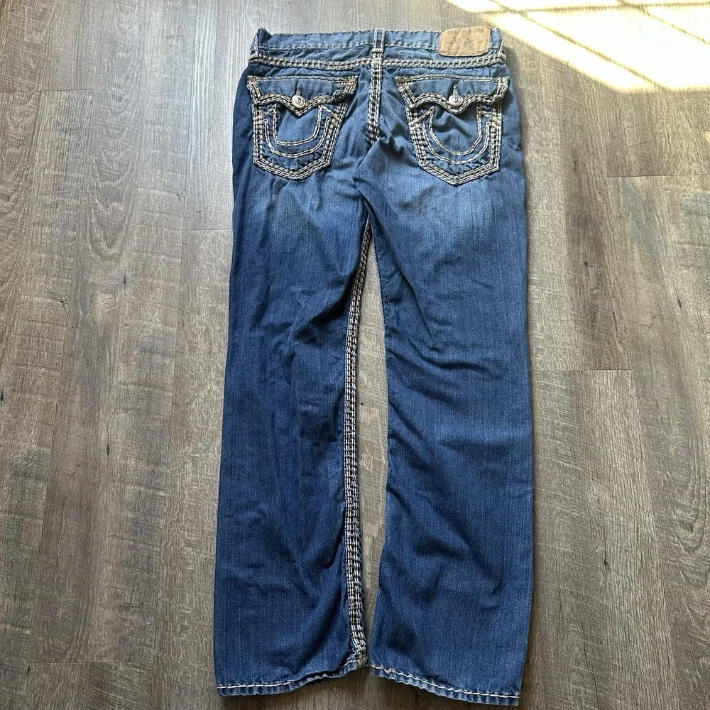 True Religion Men's Blue Ricky Super QT‎ Jeans Mb3 Thick Stitch Semetary Keef